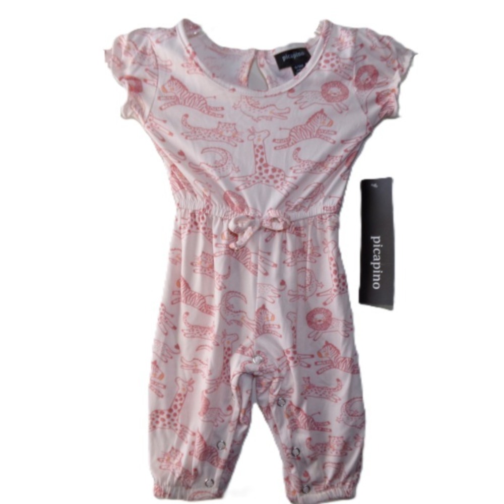 Soft Pink Animal Print Baby Jumpsuit 6 to 9 month